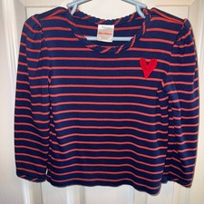 Hanna Andersson Heart-Patch Striped Tee Size 90/ 3T