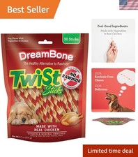 Delicious Rawhide-Free Twist Sticks Dog Chews - 50 Count Chicken Flavor