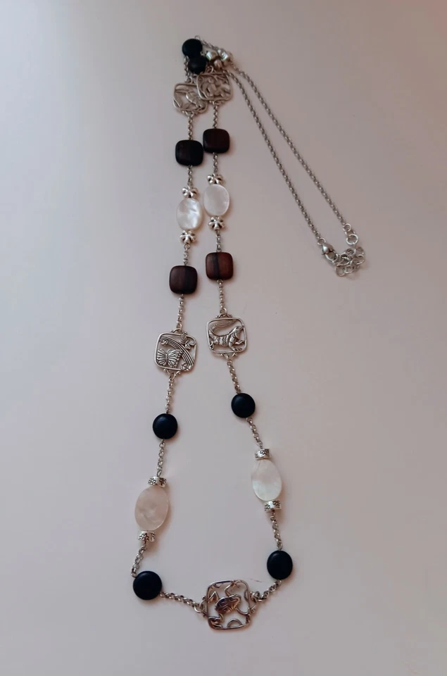 Conjunto de Joyería Brighton Collar, Pulsera, Pendientes Animal Safari Plata Madera MOP42" Foto 3 de 4