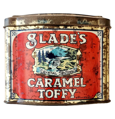 1910s Slades Carmel Toffy Tin Royal Toffee Works England Import Dewsbury B