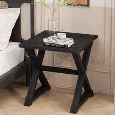 Accent Table End Side Table Square Nightstand Black Veneer22.00×23.50×23.50 in