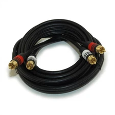 10ft 2 Wire RCA Premium Component Audio Cables  24K Gold Plated  Black