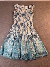 Danny Nicole Blue Floral Lace Fit Flare Dress