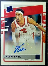 2021 Donruss Draft Picks Jalen Tate RC 14/75 Auto Blue Rated Rookie- RAZORBACKS