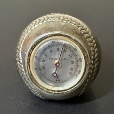 Vintage KI Japan Baseball Thermometer Silver Tone Metal Desk Paperweight