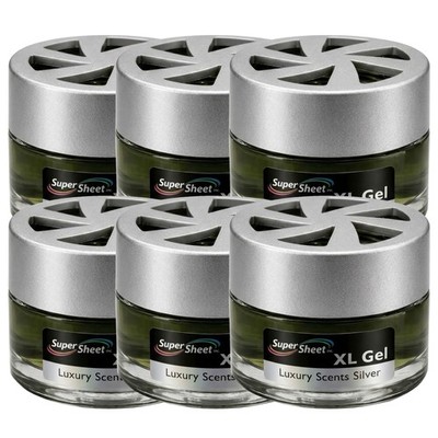 Super Sheet XL Gel Air Freshener, Luxury Glass Jar Fragrance, Silver Scent, 6 PK
