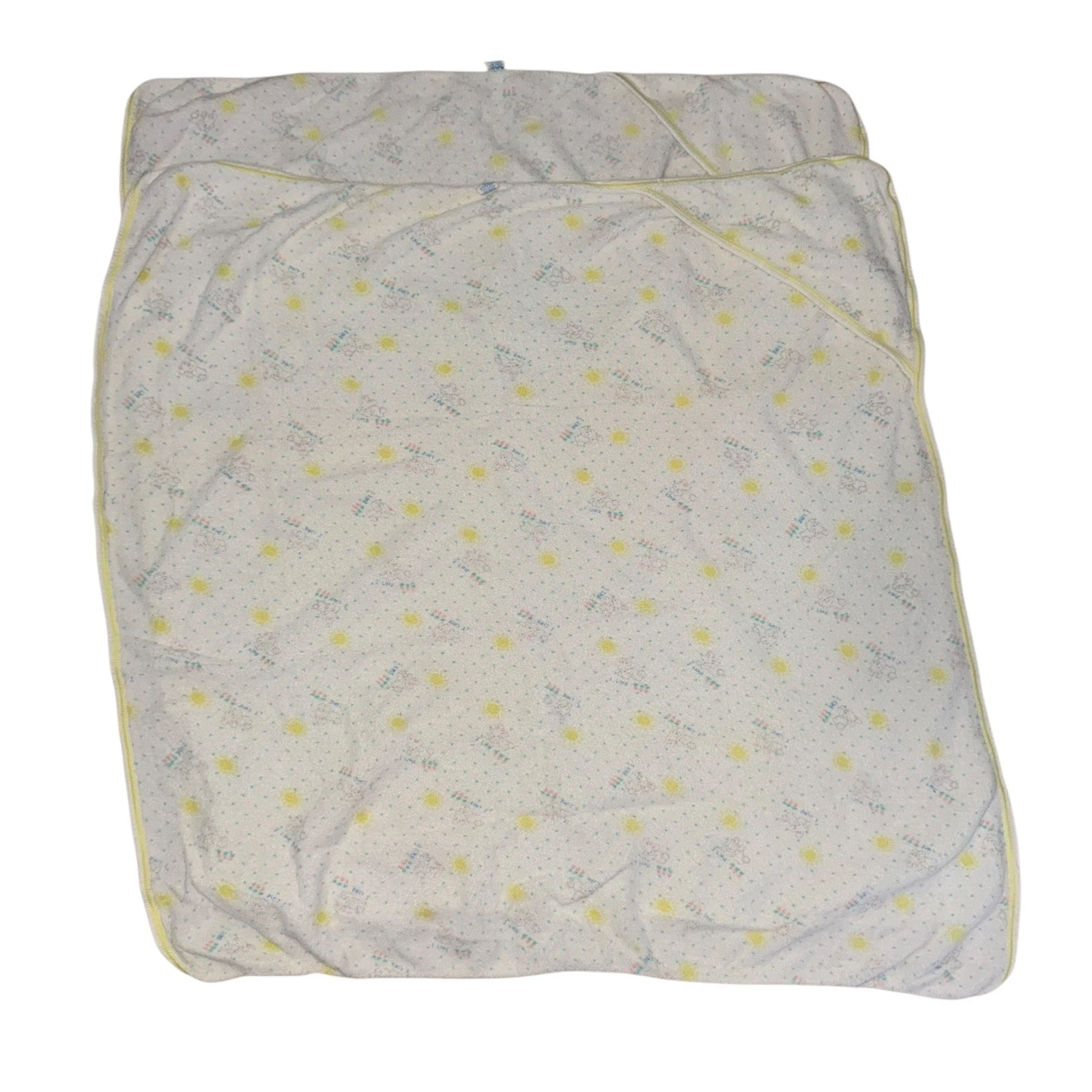 Vtg Carters Infant Hooded Towel Set Of 2 Bunny Rabbits All Cotton USA Made
