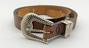 Ceinture Cuir Concho Décor Cowboy – Taille 35, Noire, Look Boho, Vintage