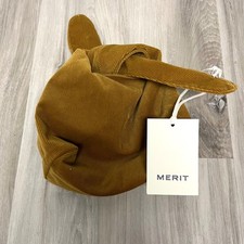 Merit Beauty Makeup Bag Women's OS Signature Brown Corduroy Tie Knot Handle Hobo