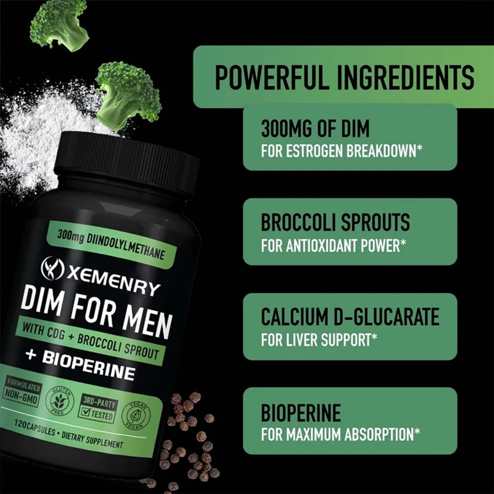 DIM FOR MEN 300mg - Equilibrio hormonal masculino, metabolismo de estrógenos, salud muscular Foto 4 de 4