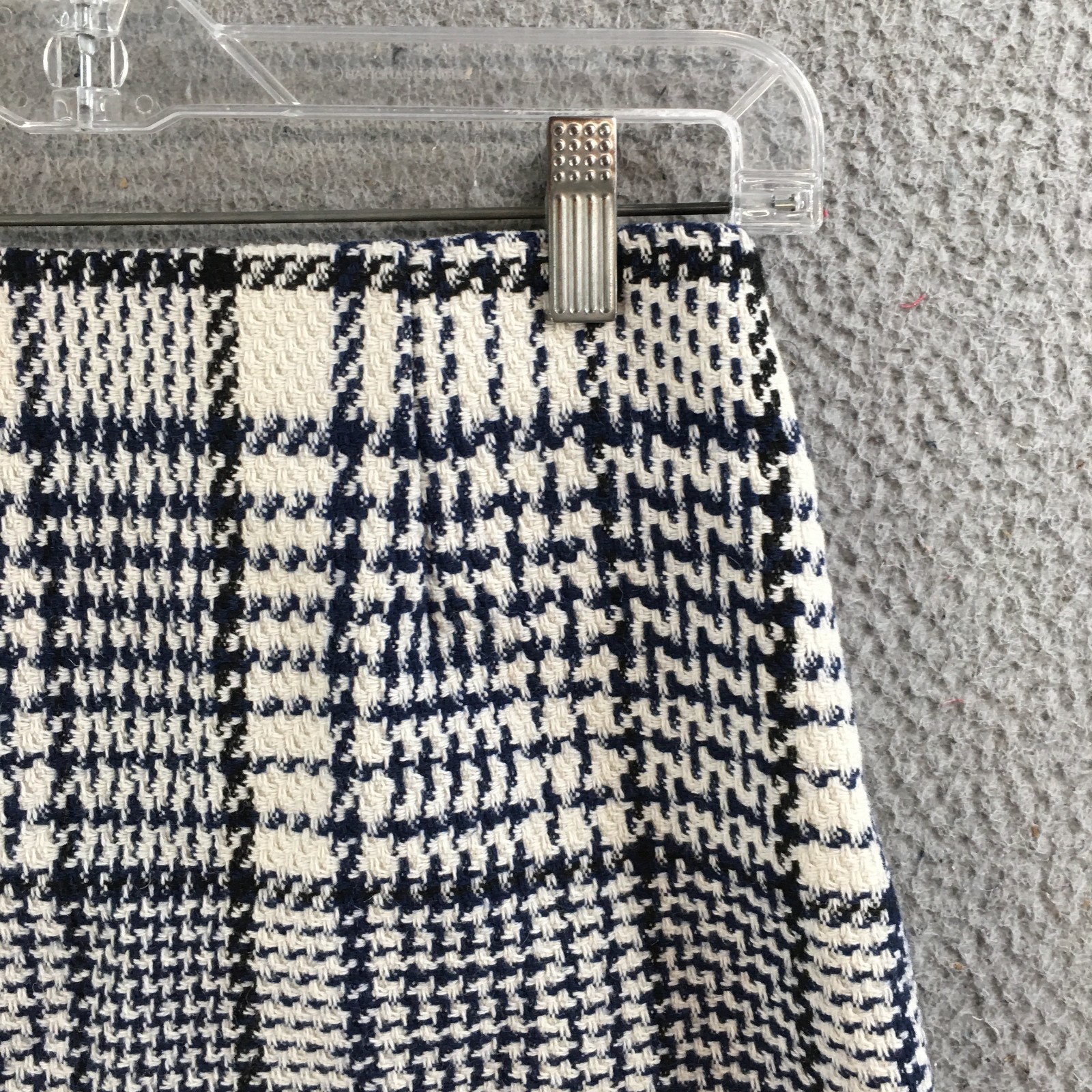 H&M Skirt Womens 2 Mini A-Line Plaid Back Zipper Casual Flat Front Blue White thumbnail 3