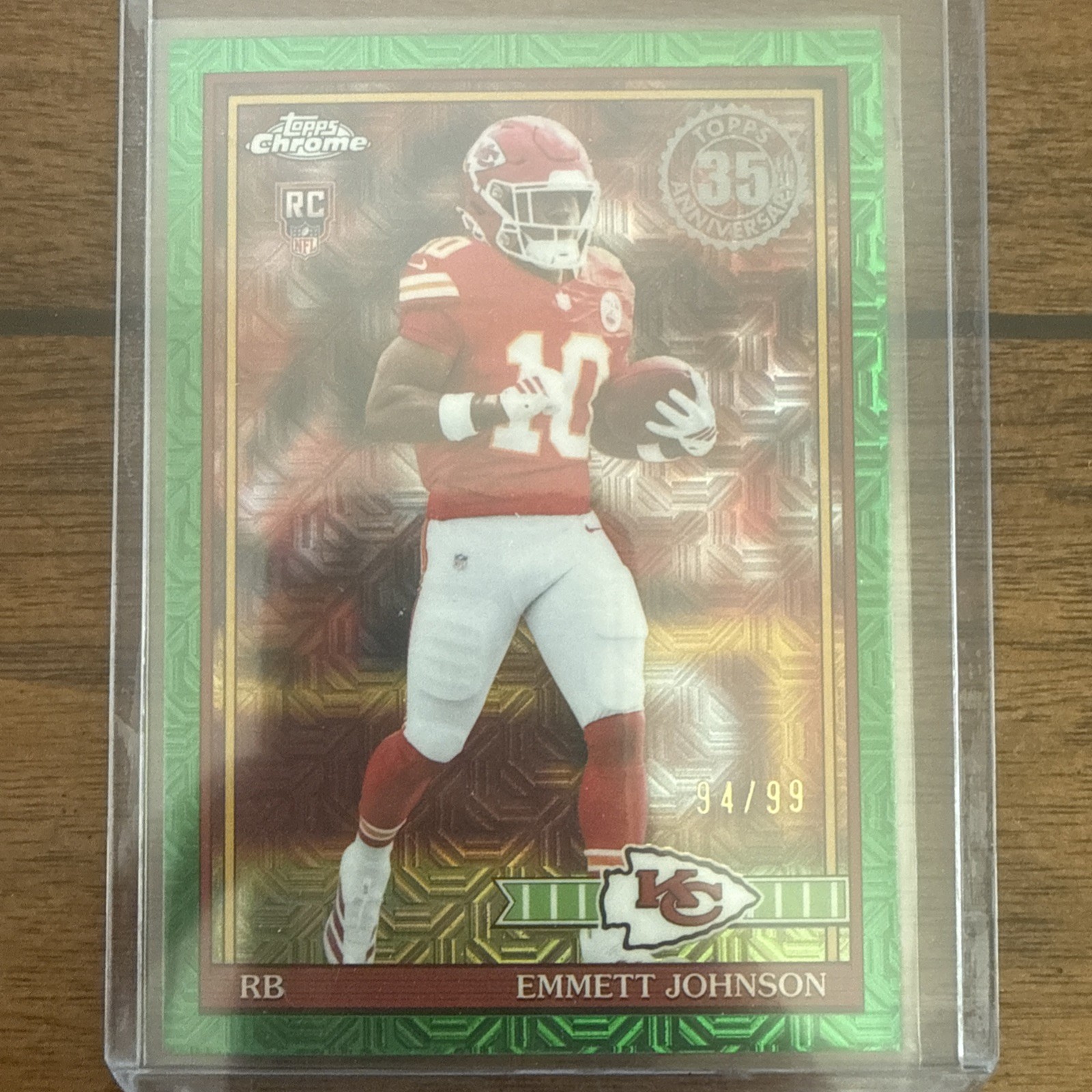 Emmett Johnson 2026 Topps 35th Anniversary Chrome Green Mojo #/99 91TRC-13