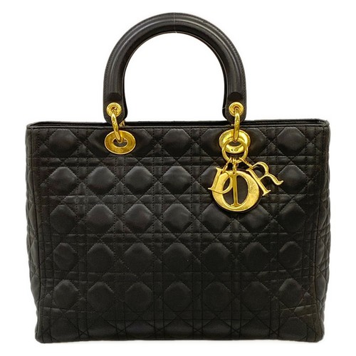 DIOR/ChristianDior Lady Dior Large Bag Black Lambskin Handbag