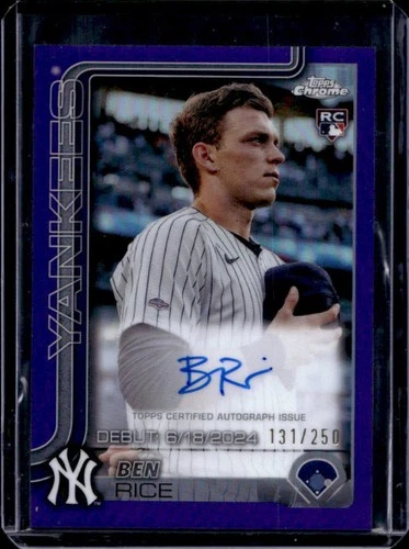 2025 Topps Chrome Update Ben Rice Rookie Debut Auto RC Purple Refractor #/250