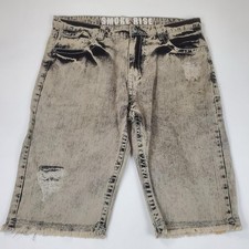 Smoke Rise Men s Grunge Dark Denim Shorts Acid Wash Skater Cut Off Fray Rap 38