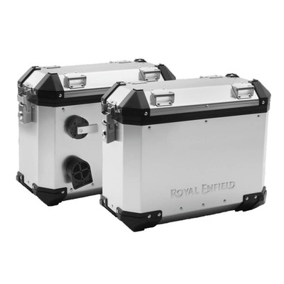 ROYAL ENFIELD Himalayan Seitenkoffer Set Silber inkl. Träger Modell 2018 - 2024