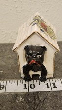 Vintage Arcadian China Black Watch Bulldog Doghouse Wick Crest Souvenir Figurine