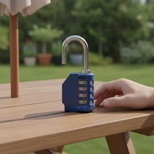 Compact 4-Digit Combination Lock in Blue - Stylish  Sturdy Security Solution
