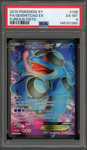 Pokemon Seismitoad EX XY Furios Fists Full Art #106 PSA 6