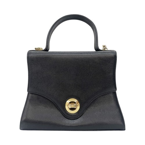Givenchy Black 2Way Handbag Circle Logo Vintage Used From Japan