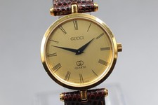 [Near MINT] GUCCI 2000M 30mm Roman Sherry Line Gold Qz Men's Watch From Japan