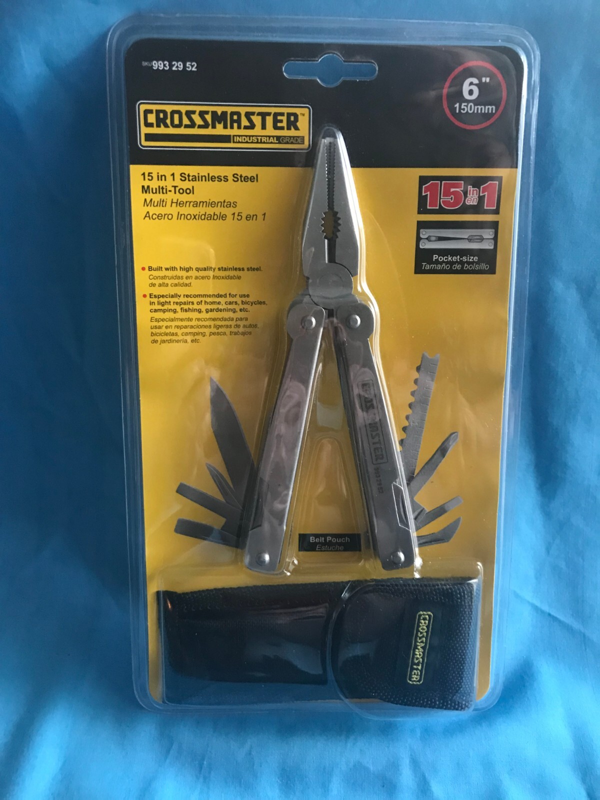 New 6” Crossmaster 15 in 1 Stainless Steel Multi-Tool with Black Belt ...