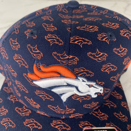 Deadstock Y2K Denver Broncos All Over Print Hat Cap VTG Blue Fitted NOS 7 3/8 - Picture 2 of 7
