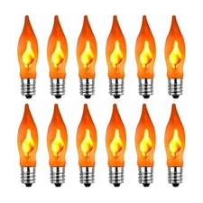 Halloween Flicker Flame Light Bulbs 12 Pack C7 Orange Flickering Light Bulbs