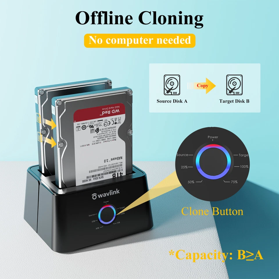 Estación de Acoplamiento de Disco Duro Externo USB 3.0 a SATA, Doble Bahía y 2.5" 3.5" HDD/SDD Foto 2 de 4