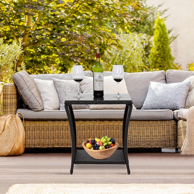 Bryant Faux Wood Patio Side Table Threshold Outdoor Accent Lounge Square Steel For Sale Online Ebay
