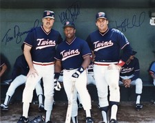 Kirby Puckett Kent Hrbek Tom Brunansky Signed 8x10 Photo Minnesota Twins BAS
