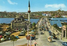 Farb AK Istanbul - Sokullu Moschee - Atatürk-Brücke - Auto Oldtimer VW Bulli T1