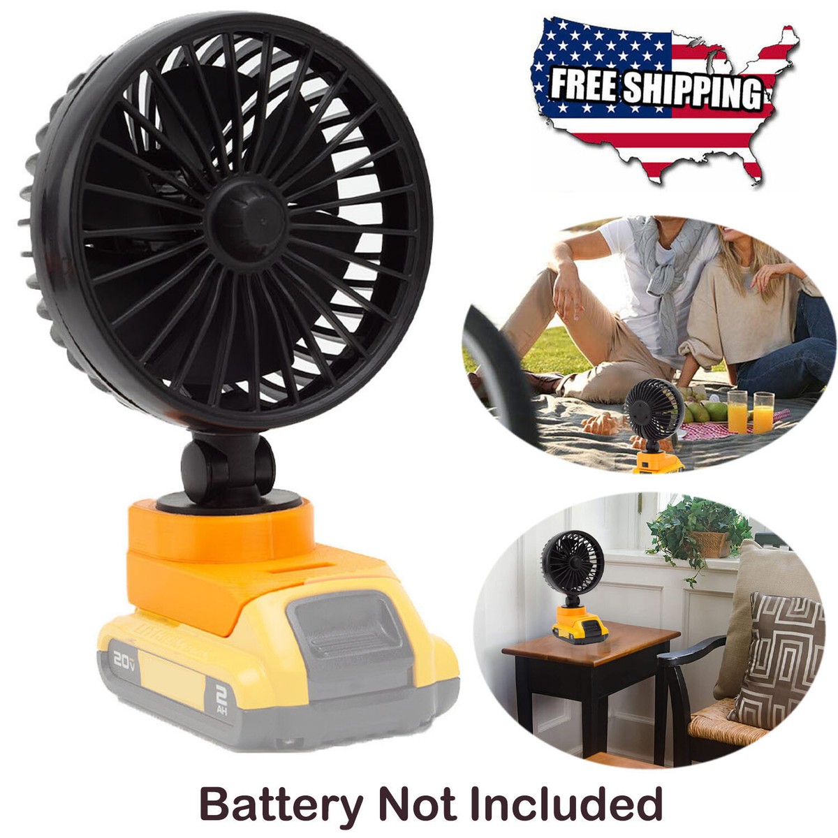 Outdoor Jobsite Fan For Dewalt 20V MAX Li-ion Battery Portable