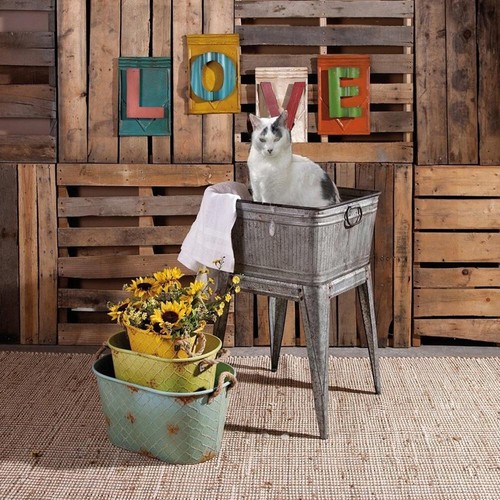 Multi-Functional Galvanized Metal Tub on Stand 32 in. Gray Iron Sturdy - Picture 6 of 12