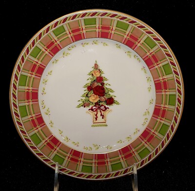 ROYAL ALBERT SEASONS OF COLOUR ACCENT 8 1/4'' SALAD PLATE CHRISTMAS TREE HOLIDAY