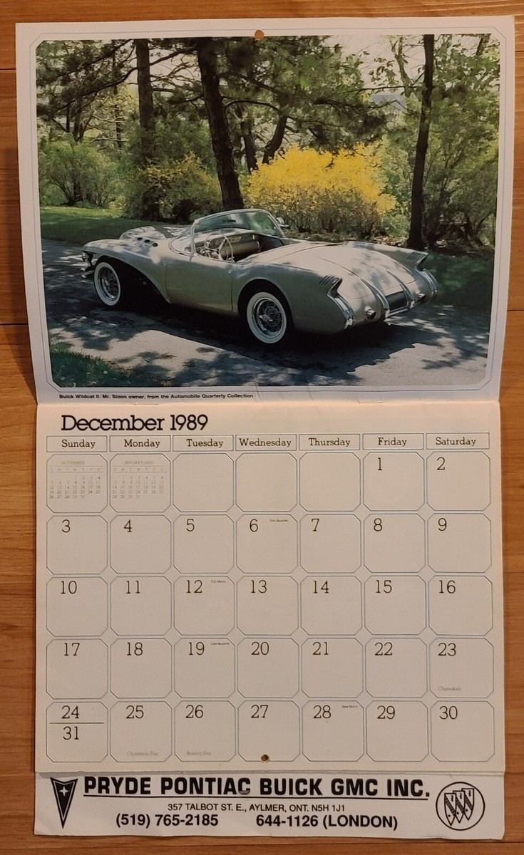 Vintage 1990 Calendar - Aylmer Ontario - Pryde Pontiac Buick GMC
