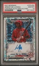 PSA 10 2021 BOWMAN CHROME RC AUTO JEREMY DE LA ROSA SPECKLE REF 069/299 made
