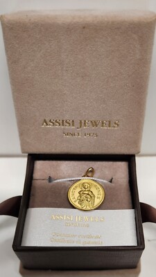 Saint Agnes 18kt Italian Gold Medal Pendant Satin Finish Assisi Jewels 18mm