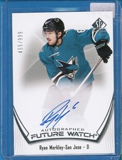 2021/22 SP AUTHENTIC Ryan Merkley FUTURE WATCH AUTO ROOKIE RC /999 SAN JOSE KHL