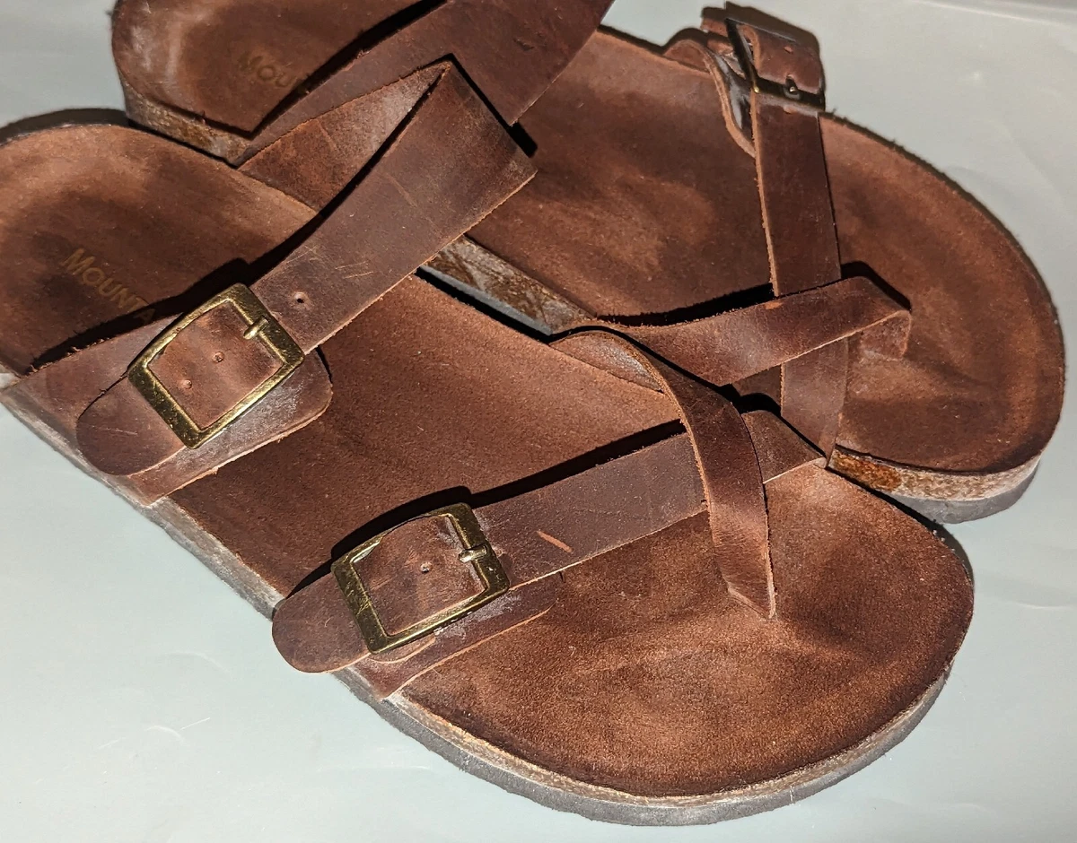 Mountain Sole Women s Slip On Brown Leather Sandals Size 9 40.5