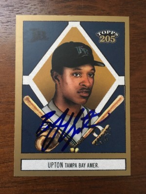 BJ UPTON 2003 TOPPS 205 AUTOGRAPHED SIGNED AUTO BASEBALL CARD 129 RAYS