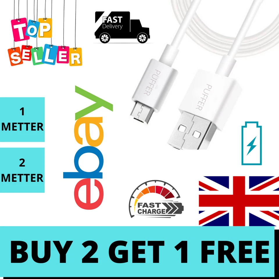 3M Amazon Fire 7, HD 8 Kids 10 Tablet Fast Micro USB Charger/Data Lead Cable - Image 4 of 4