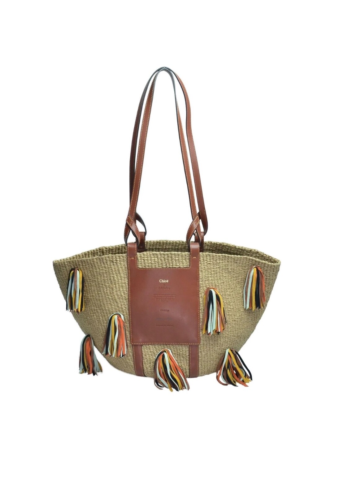 Chloe mifuko Rainbow Tassels  Raffia basket Bag New RRP£750