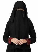 Mushkiya Free Size Black Naqaab For Any Abaya or Burqa For Women and Girls