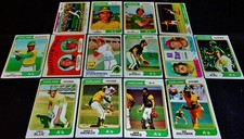 SAL BANDO SIGNED AUTOGRAPHED 1974 TOPPS BASEBALL CARD/S + 12 OAKLAND A'S CARDS