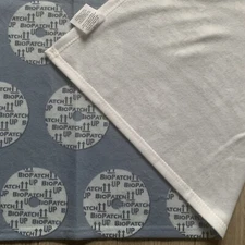 Biopatch Up Fleece Blanket Throw Blue White Advertising 62 x 50 Inch AA Mills