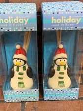 Set of 2 Holiday Ceramic Reed Diffusers Penguin QVC Exclusive Made in USA