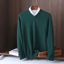 Office Men Knitted Top Shirt Sweater V Neck Long Sleeve Casual Working Warm