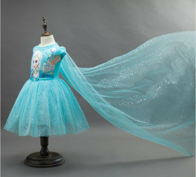 Elsa Frozeb Kleid Mädchen 2-10 Jahre Winter Weihnachten Girl Dress Disney
