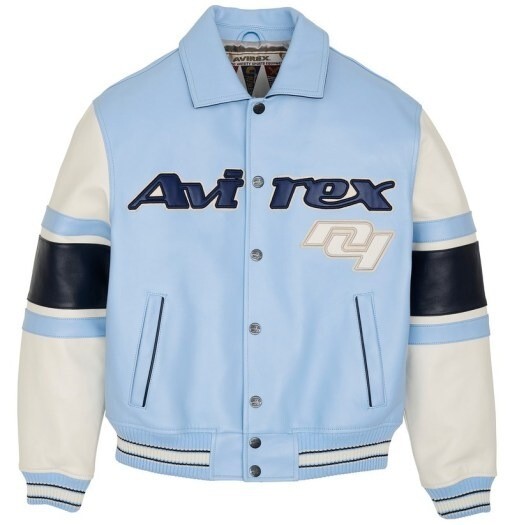 Avirex Men's Sky Blue Bomber Style Flight Jacket Genuine Avirex Men's Sky Blue Bomber Style Flight Jacket Genuine